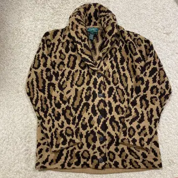 랄프 로렌 레오파드 핸드 니트 가디건 스웨터 네이티브