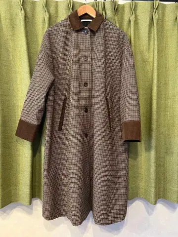 [ CPCM ] 옷깃 배색 모듬 체크 무늬 스텐카라 코트