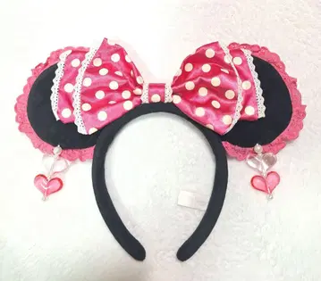 미니 머리띠 하트 물방울 리본 도트 귀찌 핑크 프릴