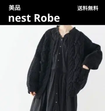새상품급 nest Robe 24AW 페루 보블 니트 가디건 니트 블랙