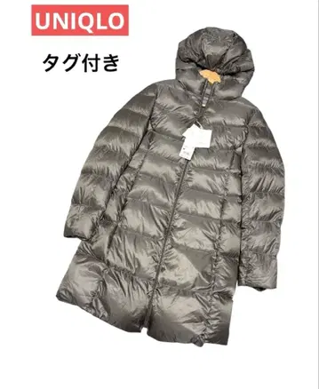 유니클로 택 포함 여성용 울트라 라이트 다운 롱 코트 수납 가방 포함