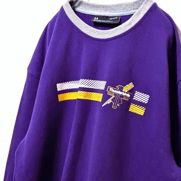 언더아머 썬더버드 자수 맨투맨 트레이닝복 퍼플 보라색 L 구제 의류