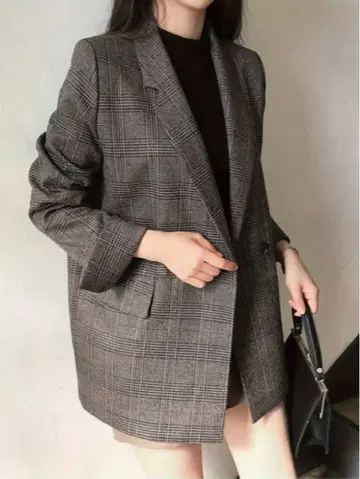 체크 무늬 테일러드 자켓 XL 사이즈 글렌체크 더블 자켓