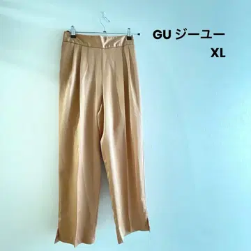 GU 지유 베이지 새틴풍 와이드 팬츠 슬릿 포함 XL