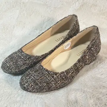 [ LUXPLE ] 트위드풍 브라운 계열 펌프스 로우힐 플랫슈즈