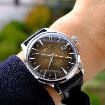 SEIKO GMT 표시 아날로그 시계 브라운