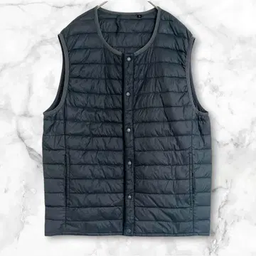 그레이 퀼팅 다운 베스트 L 아우터 심플 무지 얇은 소재 점퍼