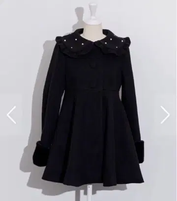 pium 비쥬 카라 도리 플레어 코트 블랙