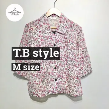 [ T.B style ] 꽃무늬 블라우스 7부 소매 코튼 셔츠풍 내추럴