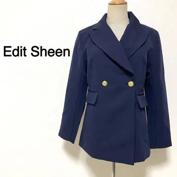 Edit Sheen 네이비 컬러 골드 버튼 더블 버튼 자켓