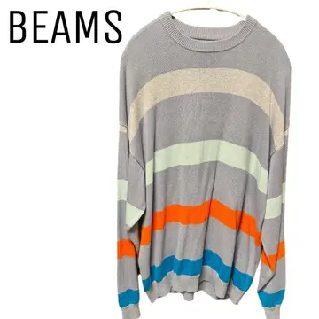BEAMS 다색 스트라이프 니트 스웨터 M