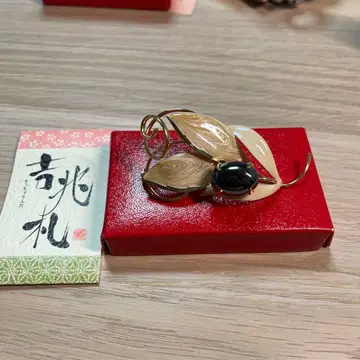 헤마타이트와 에나멜의 엘레강트 잎 모양 브로치 골드 악센트 포함