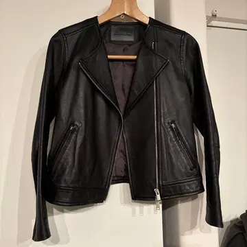 GREEN LABEL RELAXING 블랙 가죽 라이더 자켓