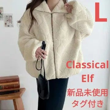 클래식 엘프 미사용 새상품 빅 컬러 퀼팅 더블 지퍼 보아 블루종