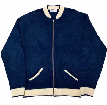 Montgomery Ward 집업 스웨터 L 네이비 모헤어