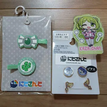 니지산지 KAZA-CHAN 아크릴 배지 앞머리 클립 비어스 세트