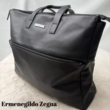미사용급 Ermenegildo Zegna 가죽 비즈니스 백 A4 블랙