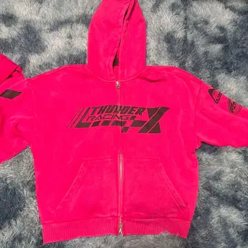 H&M THUNDER RACING 후드티 S 핑크 상의만