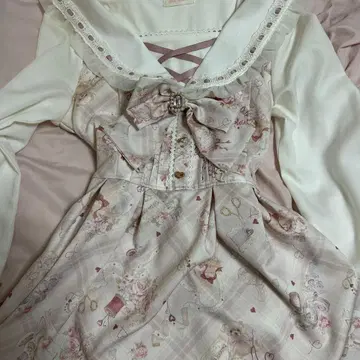 LIZLISA Sewing Bear 패턴 셋업 핑크