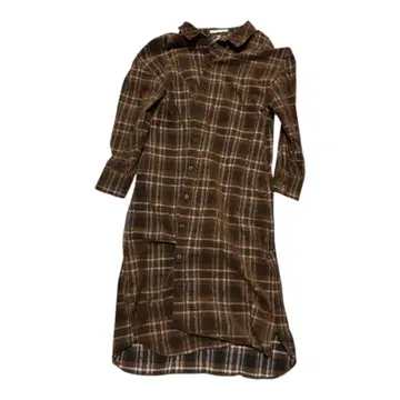KBF 브라운 계열 체크 긴팔 셔츠 원피스