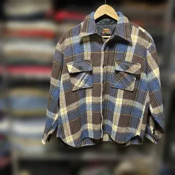 빈티지 체크 CPO 자켓 M 사이즈 블루 보드 셔츠 플란넬 셔츠