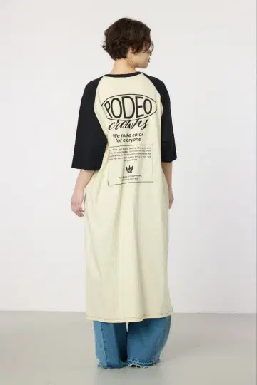 미사용 로데오 크라운 와이드 보울 로고 래글런 슬리브 원피스