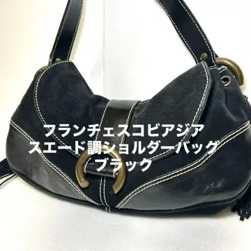 프란체스코 비아지아 숄더백 블랙 스웨이드 태슬 천연 가죽