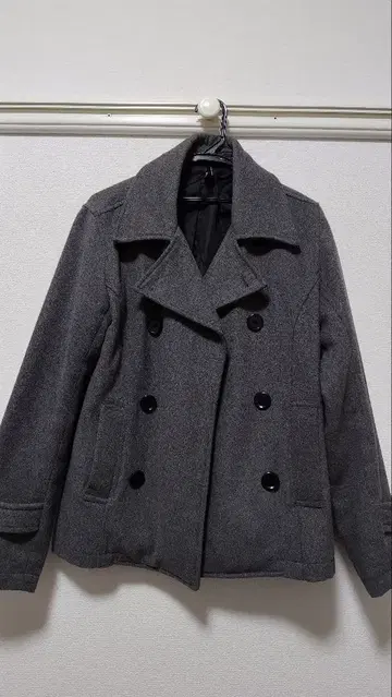 HALHAM 그레이 더블 브레스트 피 코트 S 사이즈