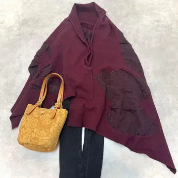 모 MOYURU 모유루 변형 스톨 케이프 아트 프리 사이즈 보르도