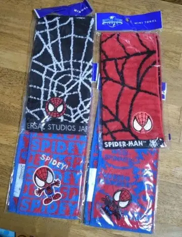[ 미사용 ] USJ 스파이더맨 미니 타월 4개 세트