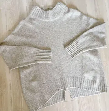 BABYLONE 캐시미어 혼방 와이드 리브 하이넥 니트 스웨터