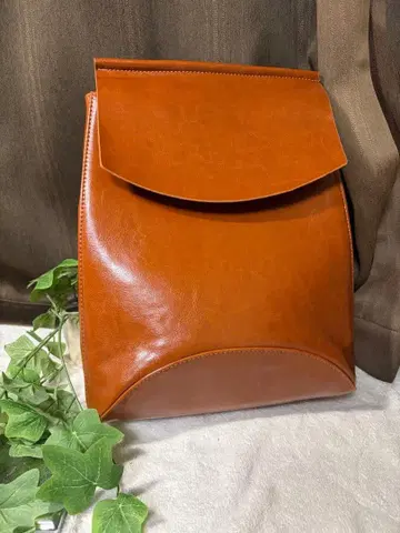 브라운 합성 피혁 백팩