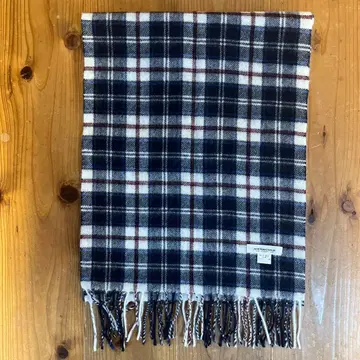 새상품급 뉴요커 캐시미어 100% 머플러 체크 무늬 네이비 블루