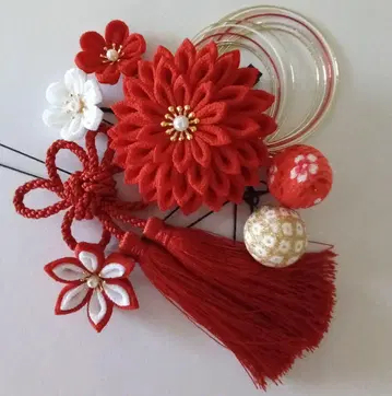 조각보 머리 장식 빨간색 빅 반쿠스, 태슬 외 성인식 졸업식 일본 의류