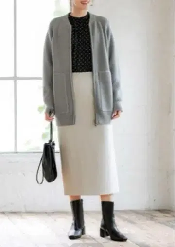 STYLE DELI 두꺼운 소재 분또 80cm 기장 펜슬 스커트