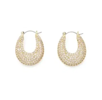 SNIDEL 크리스탈 후프 귀걸이 골드