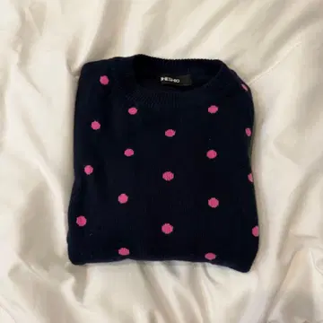 oheshio 도트 니트 네이비 핑크