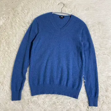 새상품급 유니클로 캐시미어 100% 니트 스웨터 S 블루 남성용