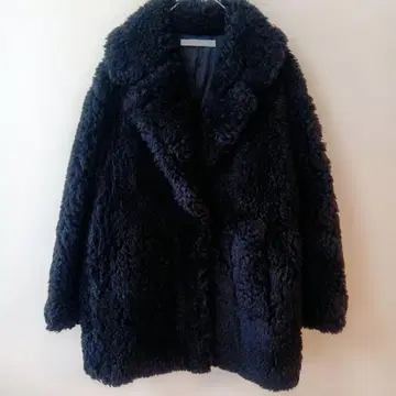 띠어리 럭스 theory luxe 테디베어 보아 코트 블랙 38