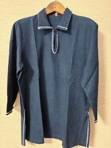 [PAL'LAS PALACE] 여성용 네이비 나염 7부 소매 티셔츠