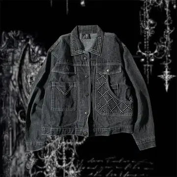 y2k opium 블랙 데님 자켓 스터드 펑크 archive
