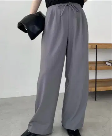 카프리슈레마쥬 허리턱 와이드 팬츠 허리 리본