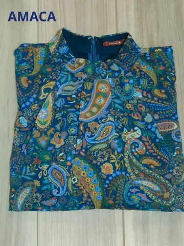 AMACA 시어 페이즐리 무늬 긴팔 블라우스 38