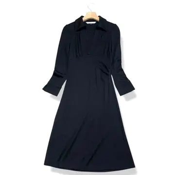 다이앤 폰 파스텐버그 울 100% 뷰티 라인 개더 원피스 블랙