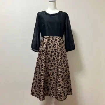 로라 애슐리 블랙 꽃무늬 네이비 원피스 가을 성인 패턴