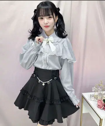 ROJITA 허리 레이스업 절개 플레어 스커트