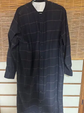 체크 무늬 긴팔 셔츠 원피스 XXS-XS