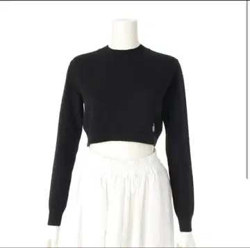 PATOU 파투 울 크롭 니트 스웨터 블랙 XS