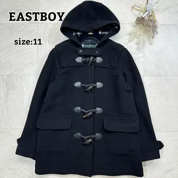 11호 [ EASTBOY ] 더플 코트 안감 체크 토글 후드 블랙