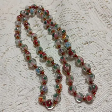 꽃무늬 플라워 유리 목걸이